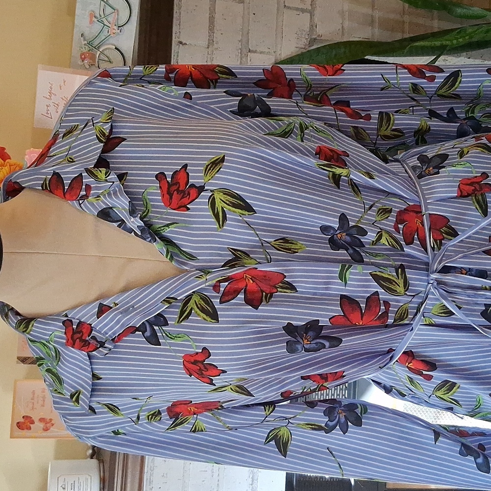 Ralph Lauren Striped Floral Print Shirt Dress - Picture 2 of 4